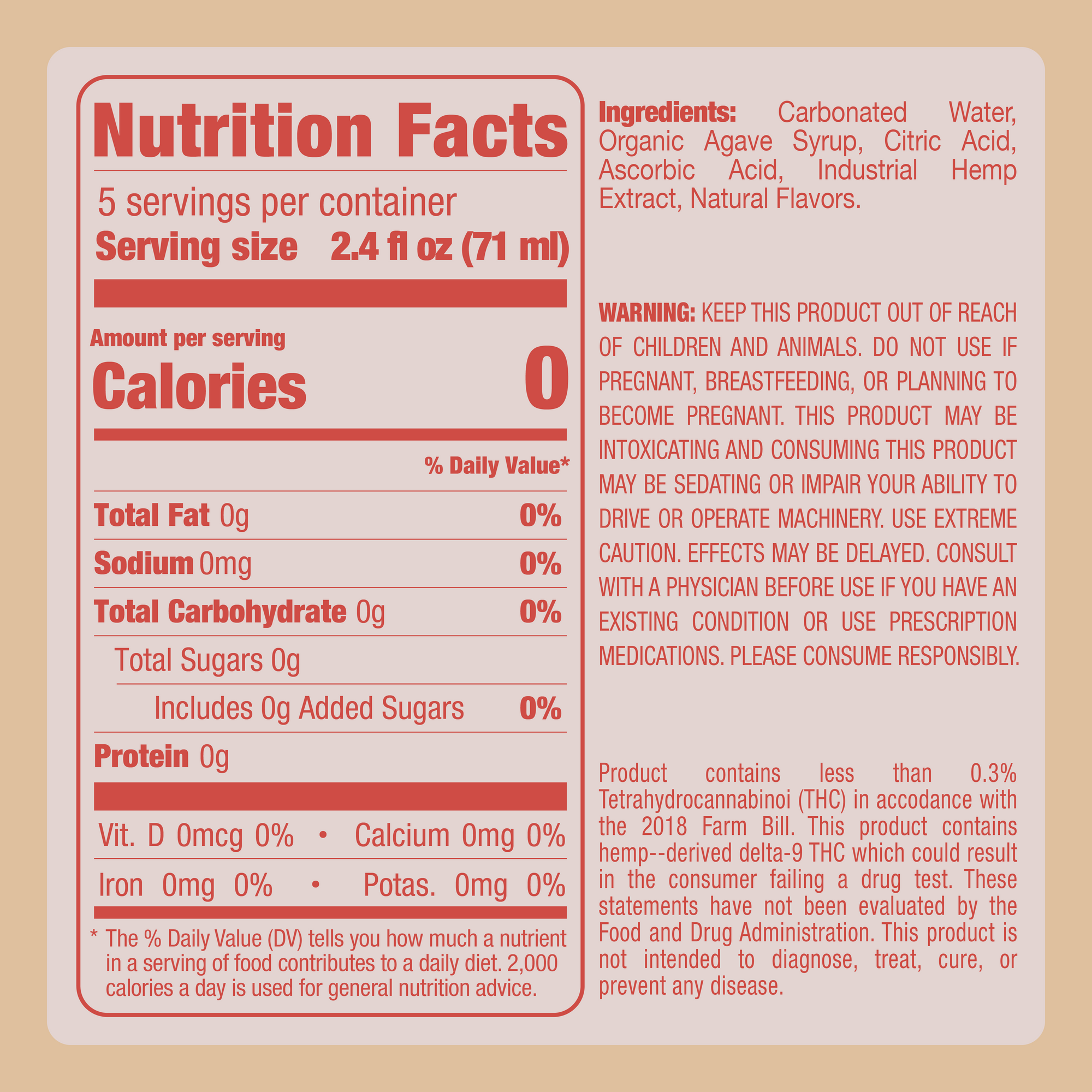 Nutritional Facts of Alte Beverage Watermelon, Basil, Jalapeño 12 oz. can